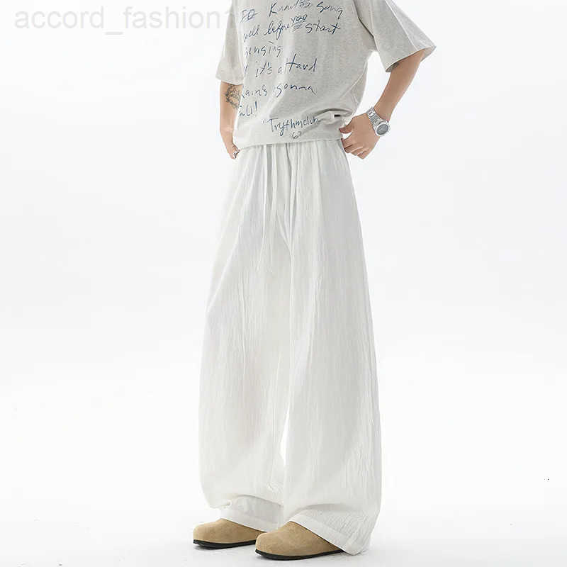 2026 New Trousers Chinese style mens cotton linen casual crotch pants ethnic style plus size cotton and linen wide leg pants H260330