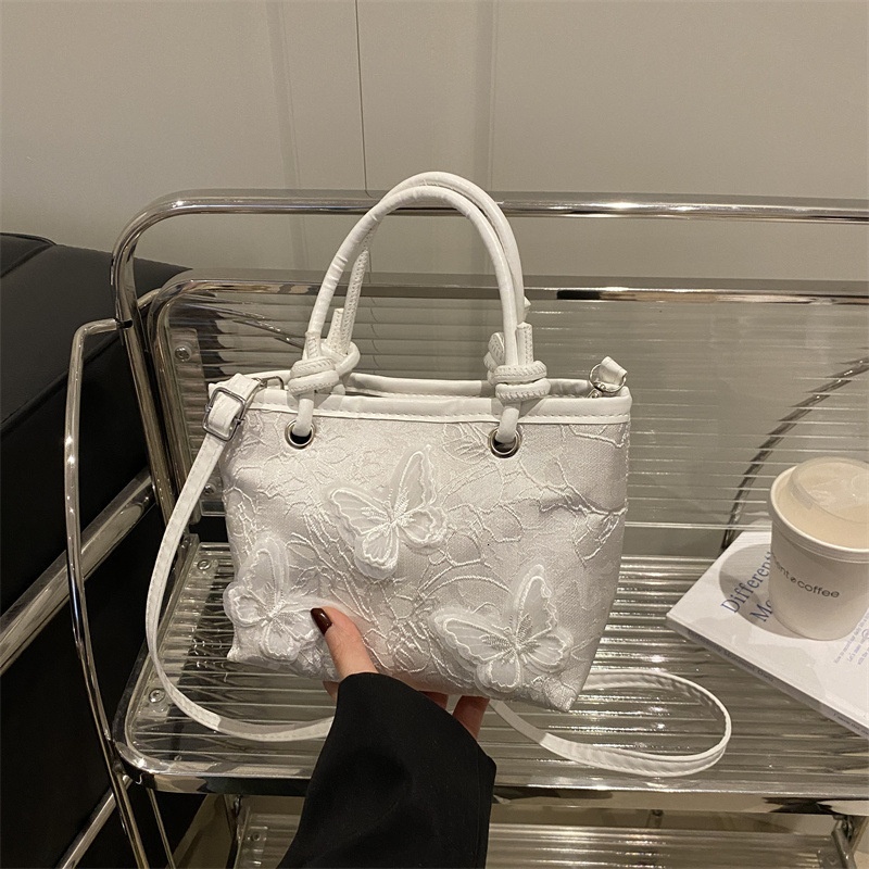 Free Shipping High Value Mini Tote Bag for Women Lace Butterfly Embellished Handbag