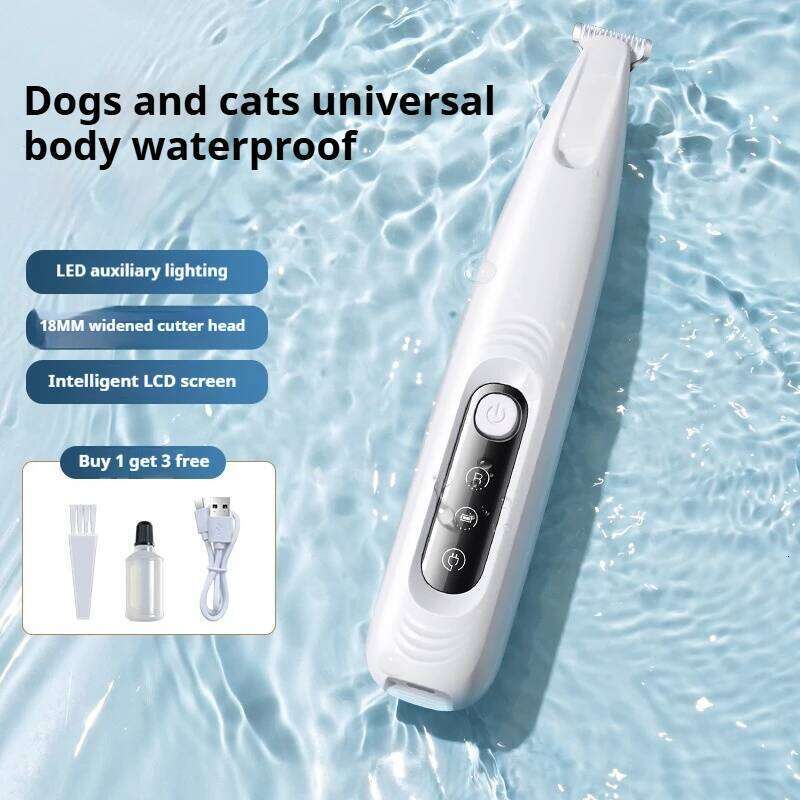 Upgrade Paw LED Light Waterproof Portable Pet Hair Trimmer with Display Dog Clippers Grooming 18mm Widen Blade
