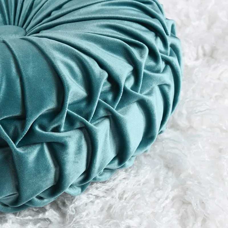 Round Throw Pillows Decorative Velvet Pleated Throw Pillows 15 Diameter Accent Pumpkin Boho Chair Cushion for Couch Sofa Chair H260330 - view 5