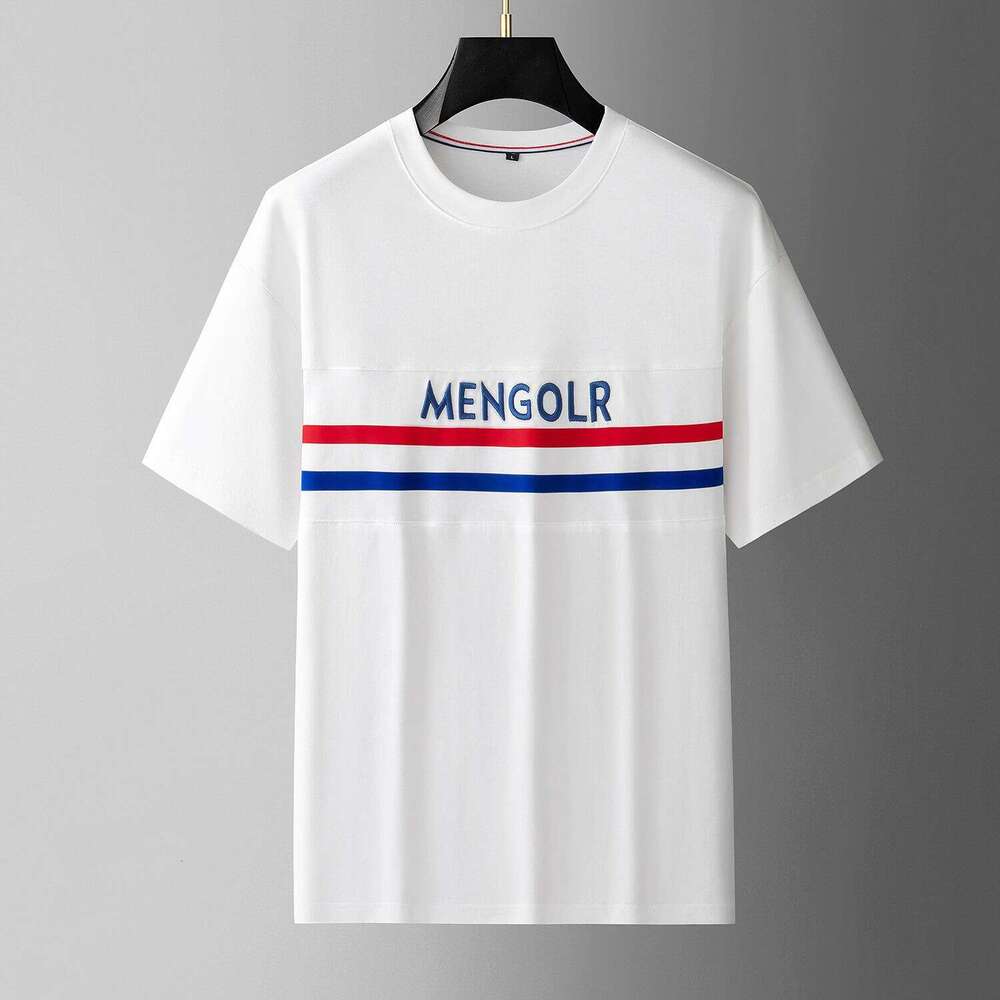 European Station luxury New Summer Trendy Brand Embroidered Letter Short Men's T-shirt Casual Round Neck Half Sleeve Top