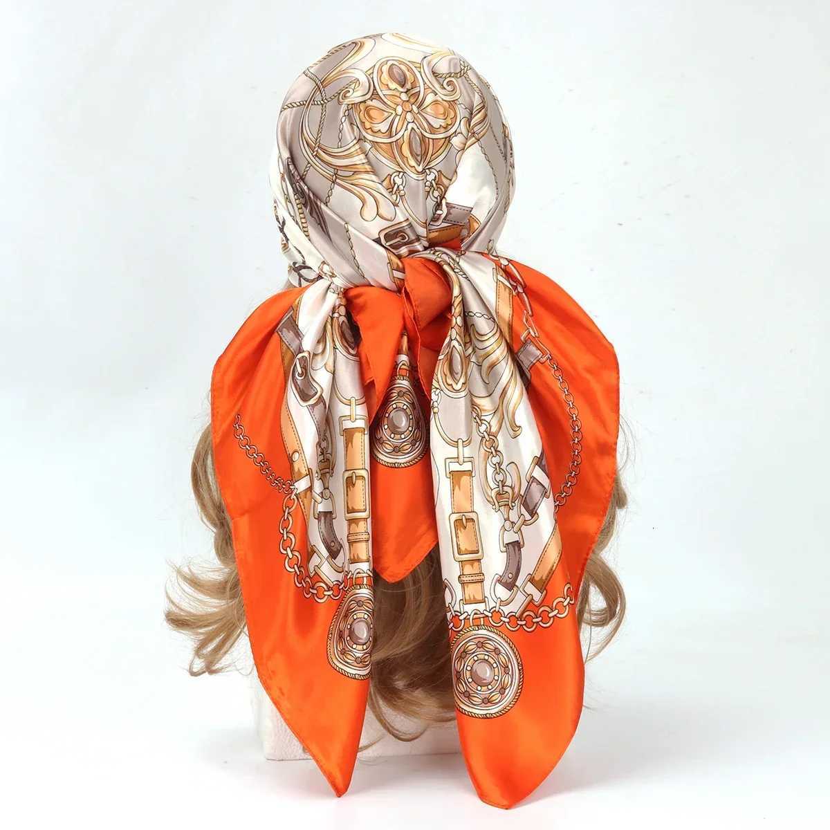 9090cm Silk Scarf Scarftop Headwraps Women Four Seasons Hair Scarve Hijab Foulard Iuxe Bandana Femme Headscarf Z260330