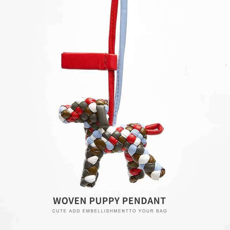 Woven Leather Dog Charm For Women S Keychain Pendant Animal Ornament Decoration Bag Accessories Clutch Bags