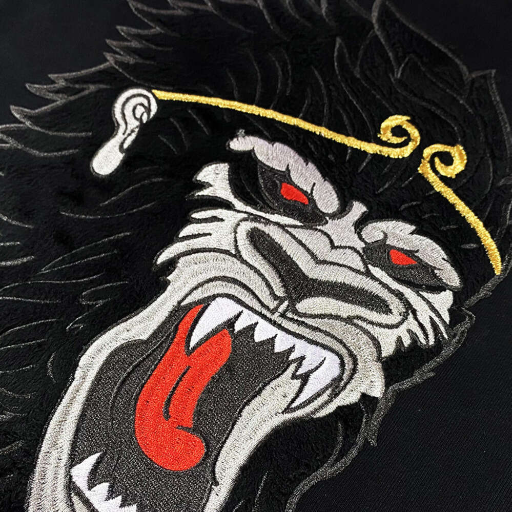 ZHE HAN Magic Summer New Trendy Pure Cotton Loose Heavy Embroidery Monkey King Round Neck Short Sleeve T-Shirt