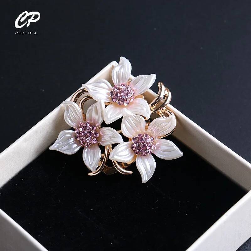European and American high-end exquisite brooch camellia silk dual-purpose scarf buckle flower clothes accessories