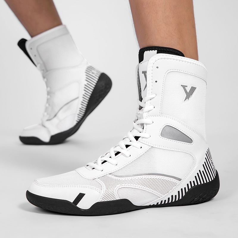 TaoBo Pro Kid Women Boxing Shoes Solid High Top Light Fighting Training Shoes Size 33 Rubber Outsole Breathable Wrestling Boots 240619 - view 5