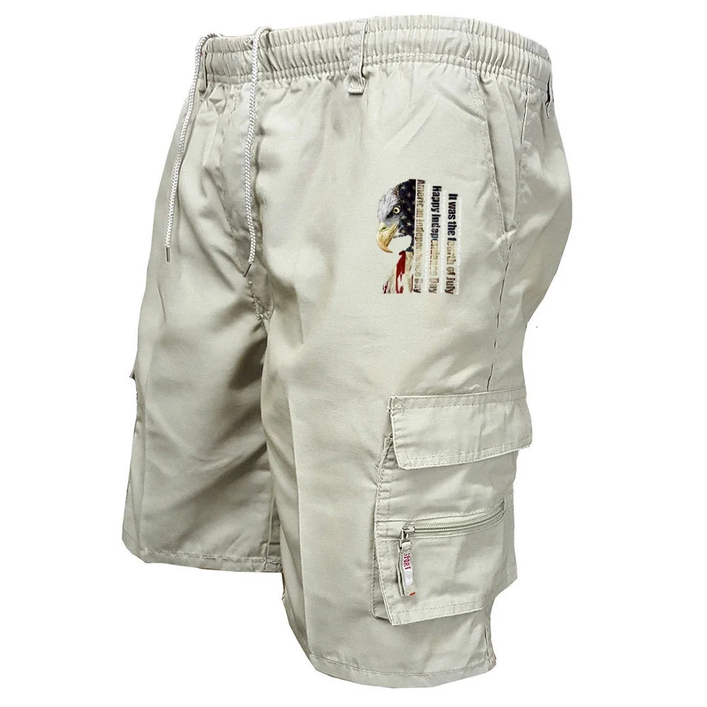 Mens Elastic Waist Cargo Work Shorts Men Outdoor Leggings Leisure Harajuku Street Style Jogging Shorts Loose Work Casual Shorts 260327