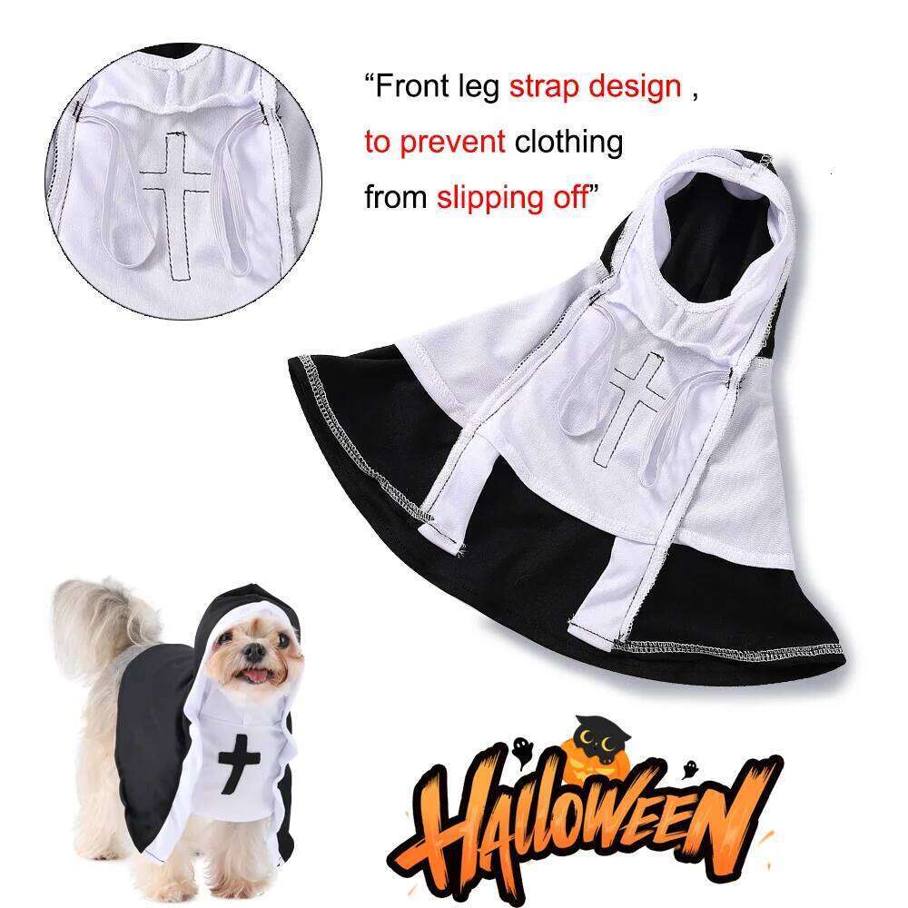 Funny Halloween Cosplay Costume Cute Dog Nun Clothing Christ Jesus Cross Puppy Clothes For Small Big Dogs Cats Pet Outfits