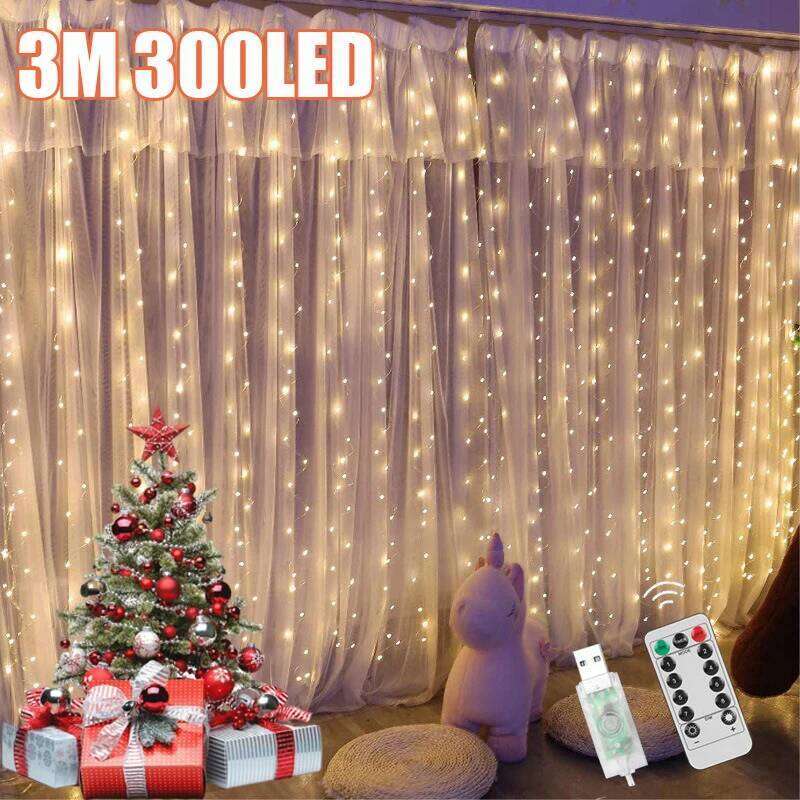 Curtain Lights Garland Merry Decorations For Home Christmas Ornaments Xmas Gifts Navidad 2025 New Year Decor