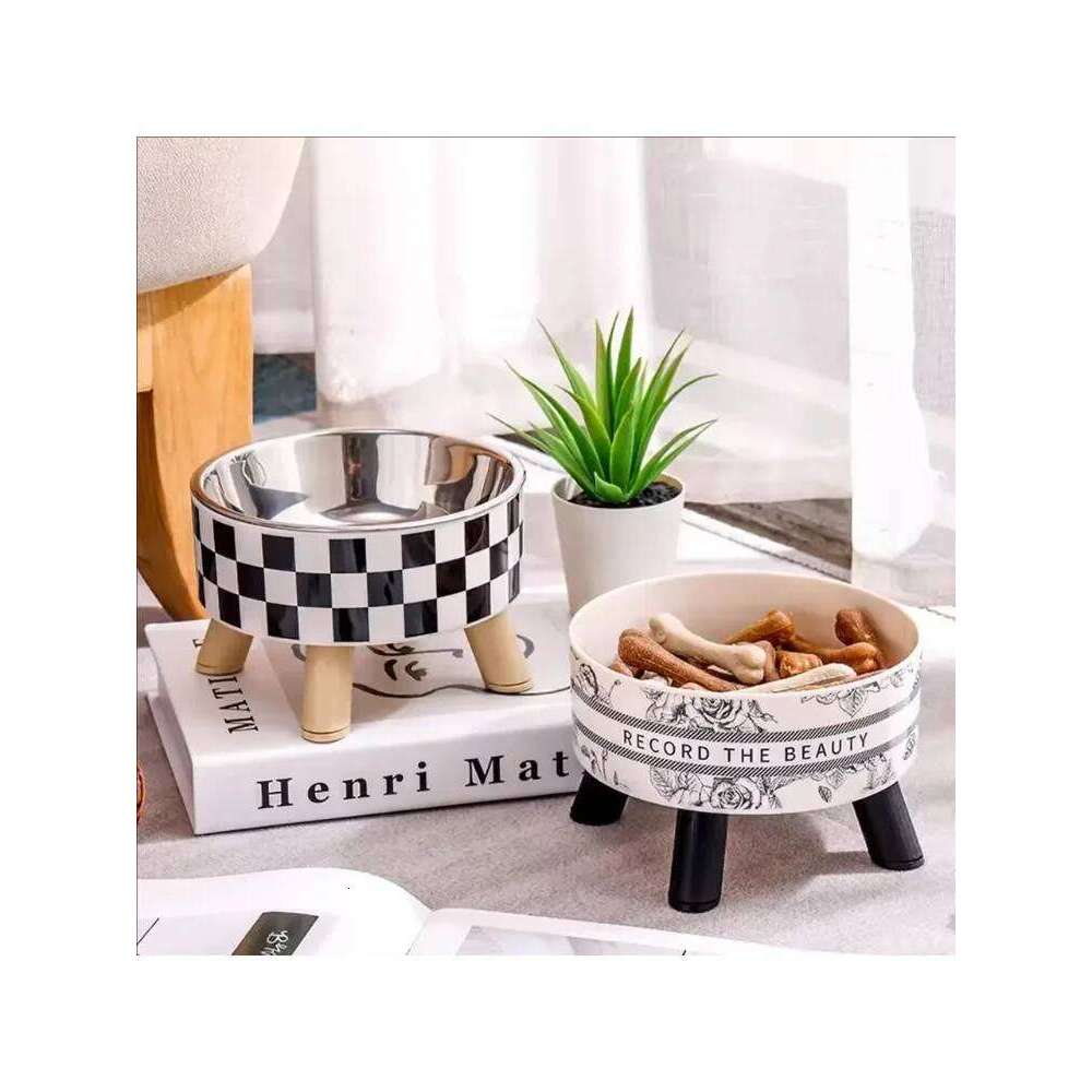 Stainless Steel Elevated Pet - Cat Dog Food Water Dishes, Raised Feeding Bowls for Pets 26W0330