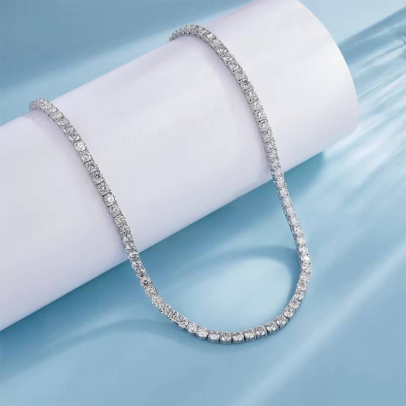 D color VVS moissanite diamond tennis chain necklace dropshipping 3mm 4mm 5mm 925 silver fine jewelry for men and women