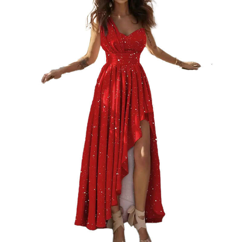 2026 Spring New Collection: Cross-Border European American Foreign Trade Women's Clothing - Elegant and Slim-Fit Off-Shoulder High-Waisted Formal