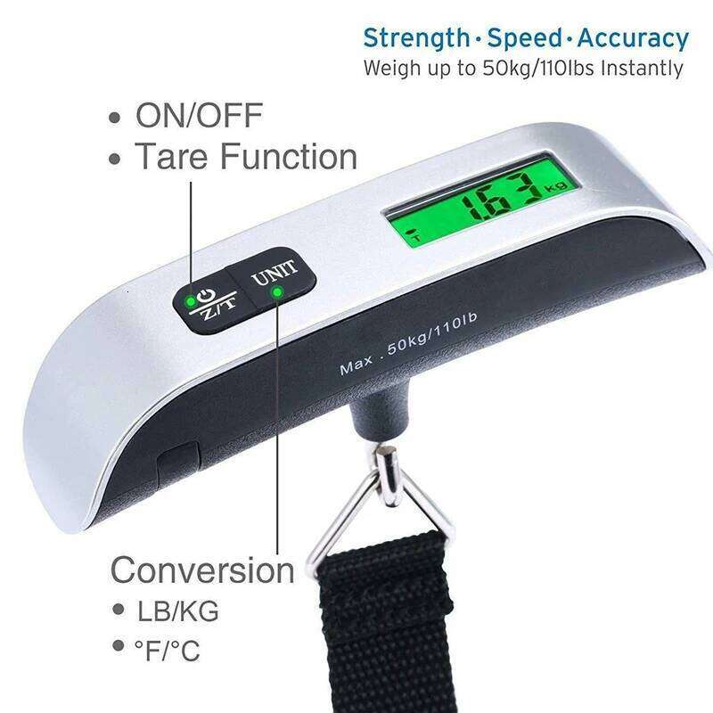 Digital LCD Display 110lb/50kg Electronic Luggage Hanging Suitcase Travel Weighs Bag Weight Balance Portable Scale Tool