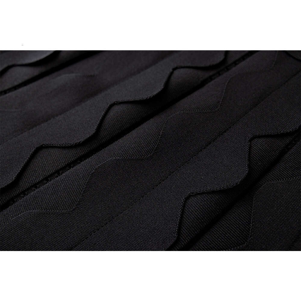 Designer sleeveless vest, long skirt, ultra-fine 3D circular decoration, tie collar, q26 knitted elegant dress