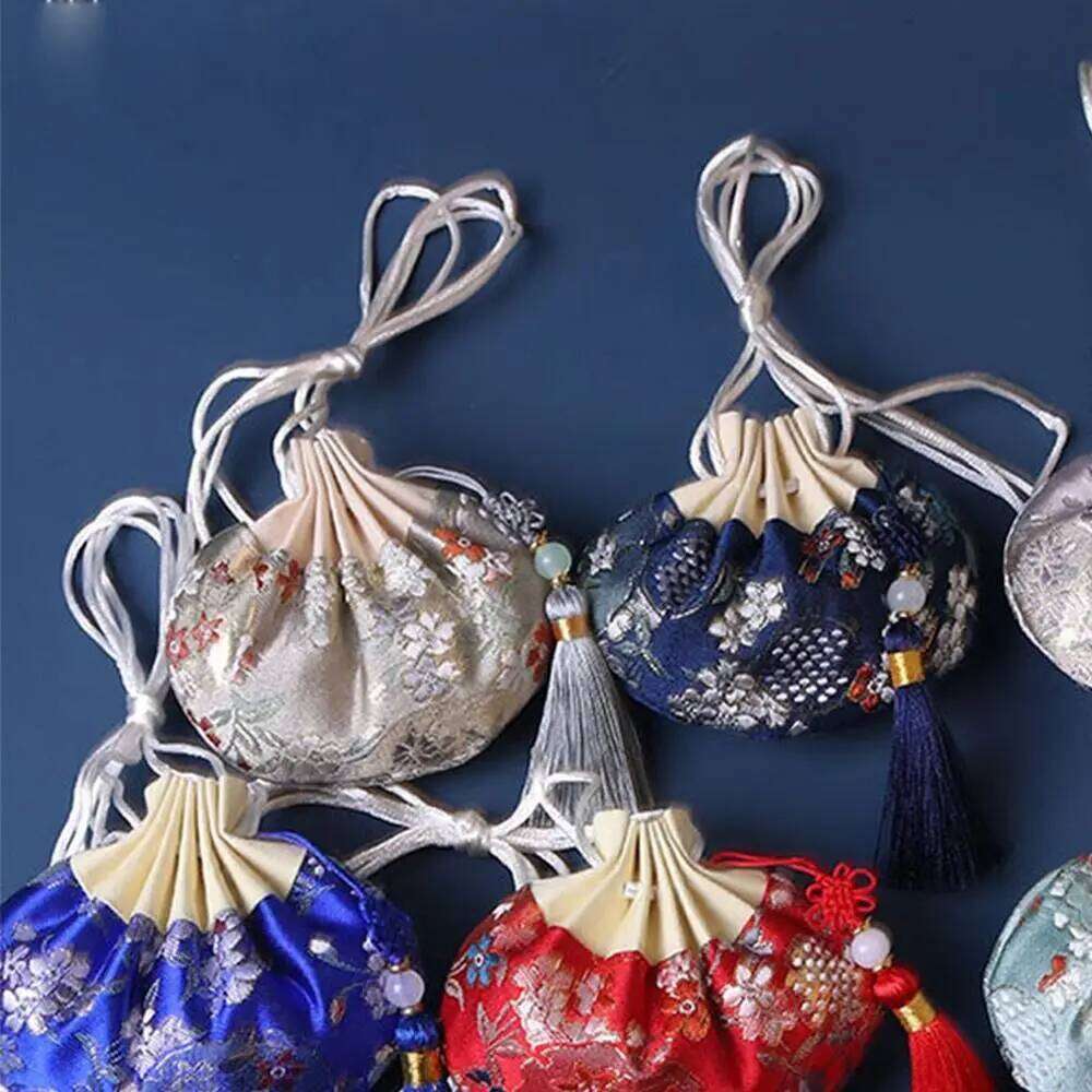 Chinese Embroidery Chinese Style Empty Sachet Purse Drawstring Women Tassel Storage Bag Multi Color Embroidery Cloth Jewelry Pouch