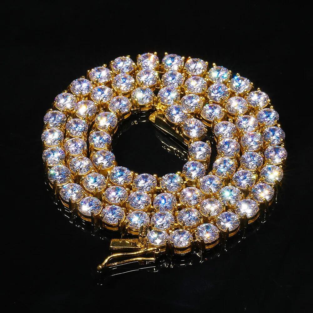 Fashion Jewelry Necklace Pass Diamond Tester 5mm VS Moissanite Iced Tennis Mens and Womens Chain Free Shipping