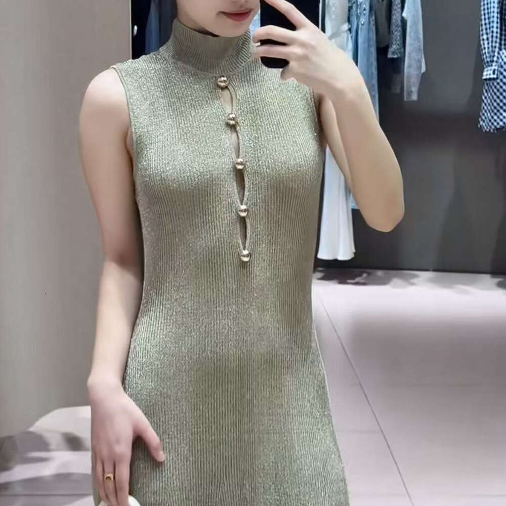 2026 Autumn/Winter New Designer Women's Fashion Half High Collar Slimming S18 Sleeveless Long Elegant Dress
