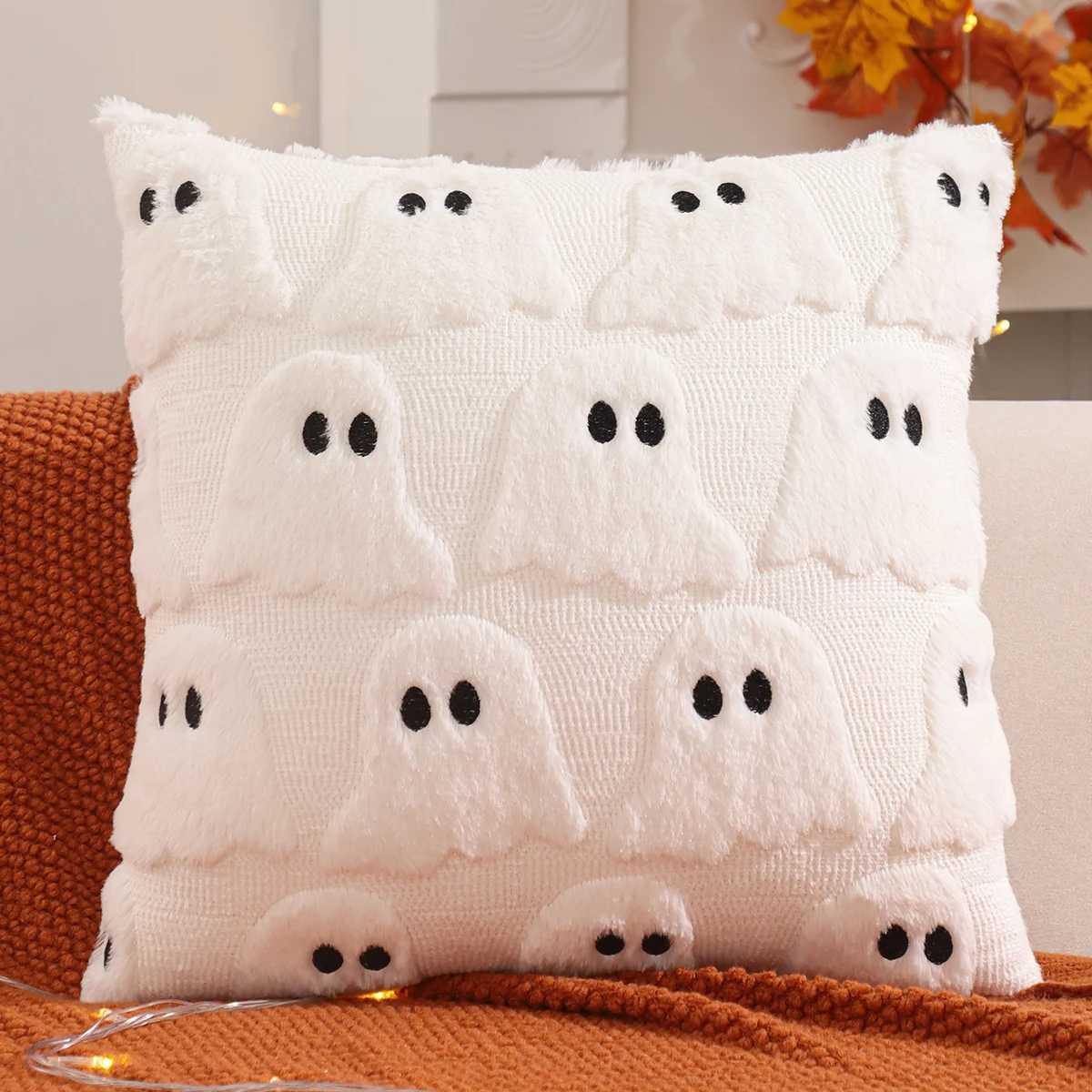1 PC Halloween Decoration Throw Pillow Cover Pumpkin Ghost Quilting Plush Autumn Thanksgiving Harvest Home Living Room H260330 - view 4