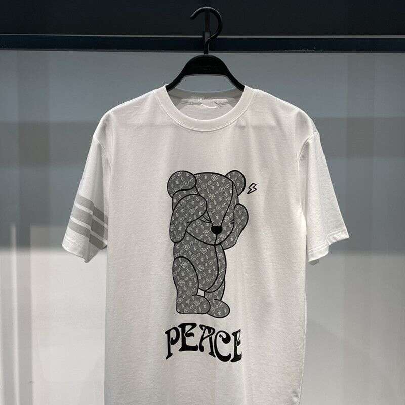 Fashionable Trendy Men's Summer New Short-Sleeve T-Shirt, Loose Fit, Round Neck, Reflective Print Top B1dac2319