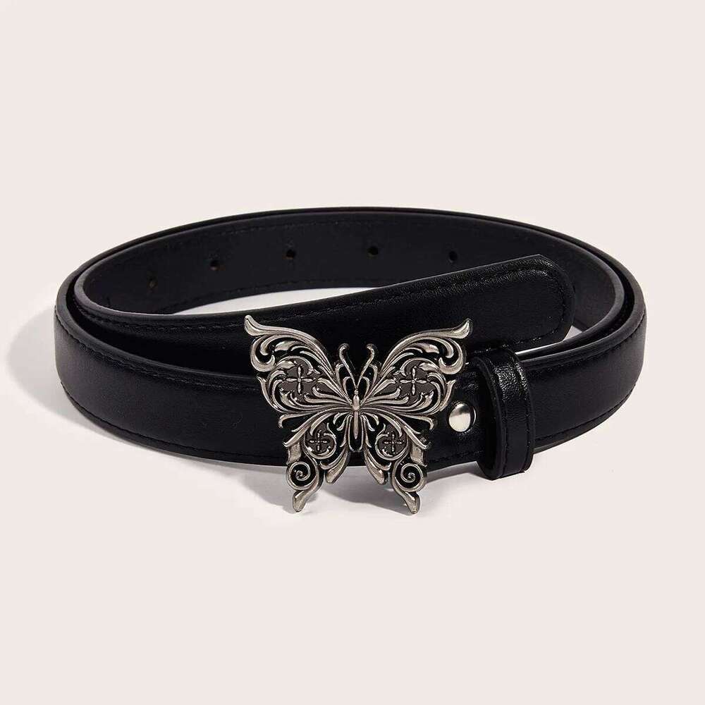 Daily Slim Fit Versatile Women's With Metal Butterfly Buckle Simple And Retro Decoration Fashion Brand Belt Chunjinqiuli