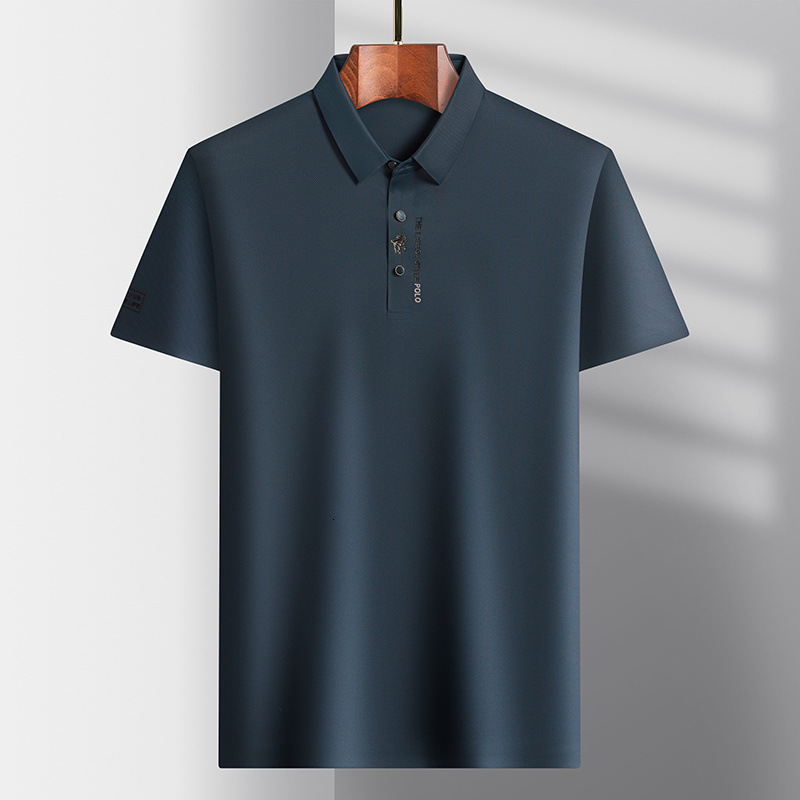 Men's High-end Polo Shirt A Business Casual Seamless Ice Silk Short-sleeved T-shirt With A Collar Design And Printed Pattern. Designer Luxury Sho