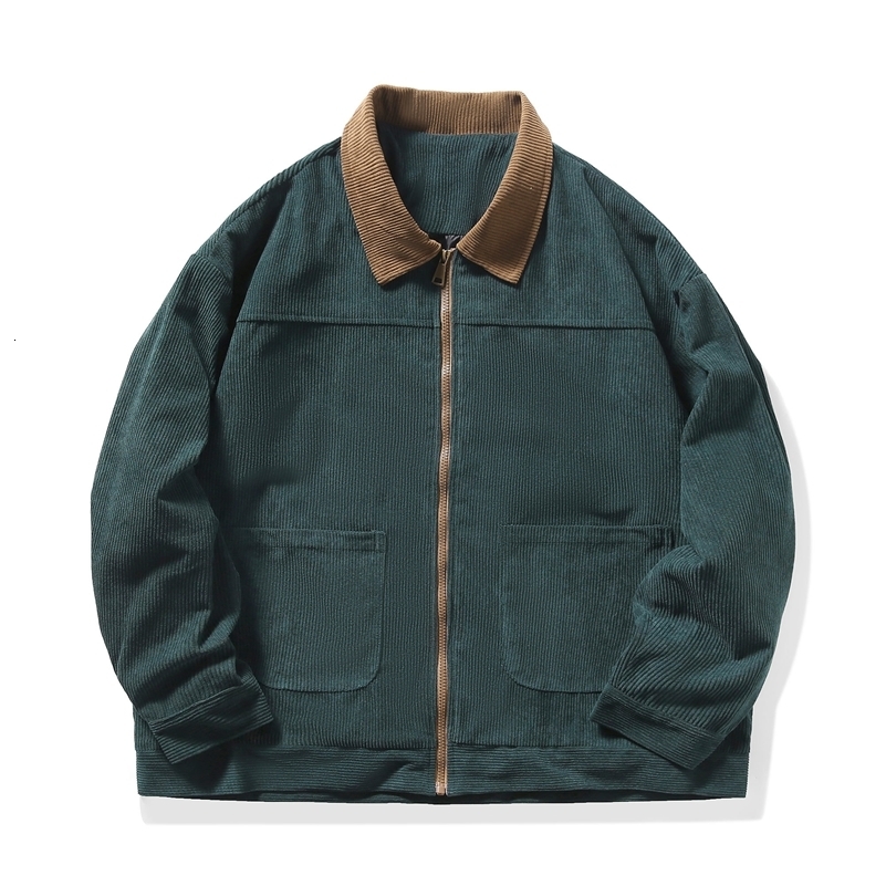 2026 Autumn Corduroy Cargo Jacket For Men Bomber Jacket Windbreakers Zipper Coats Loose Cargo Outwear Casual Jacket Mens Clothes 260327
