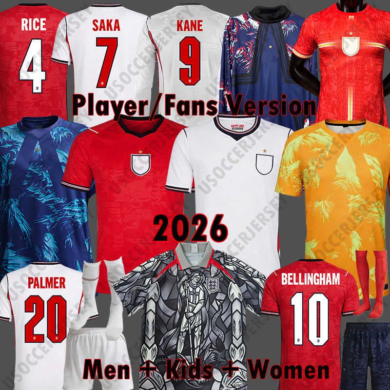 England world cup 2026 SAKA FODEN Soccer Jerseys BELLINGHAM RICE england kit 26 27 KANE PALMER Football Shirt GORDON Long Sleeve Men Kids Goalkeeper 3XL 4XL