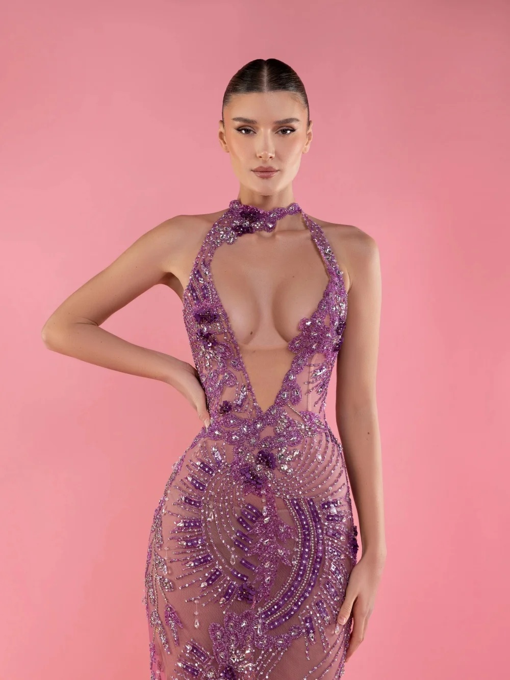 Fashion Sequins Mermaid Evening Dresses Halter Crystal Prom Dress with Feather Shawl Backless Customized Party Gown Vestidos De Noche Plus Size