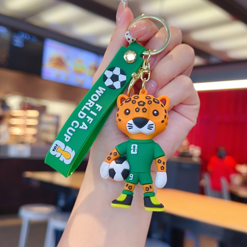 Cute Cartoon Mascot Keychain, World Cup Soccer Football Doll Pendant, Small Gift Key Ring Bag Charm
