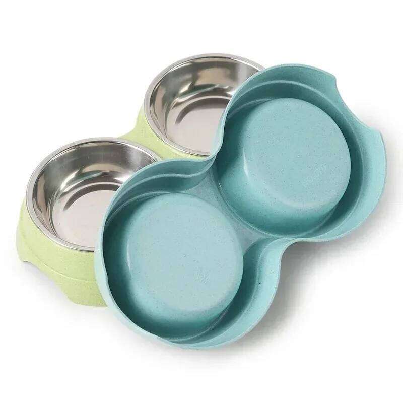 Stainless Steel Double Pet Bowls Food And Water Feeder Dish Cat Puppy Feeding Supplies Small Dog Accessories 26W0330