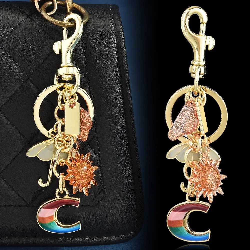 Creative Car Keychain Sun Umbrella Rainbow Letter Bag Decoration Fashionable and Trendy Pendant Z260330
