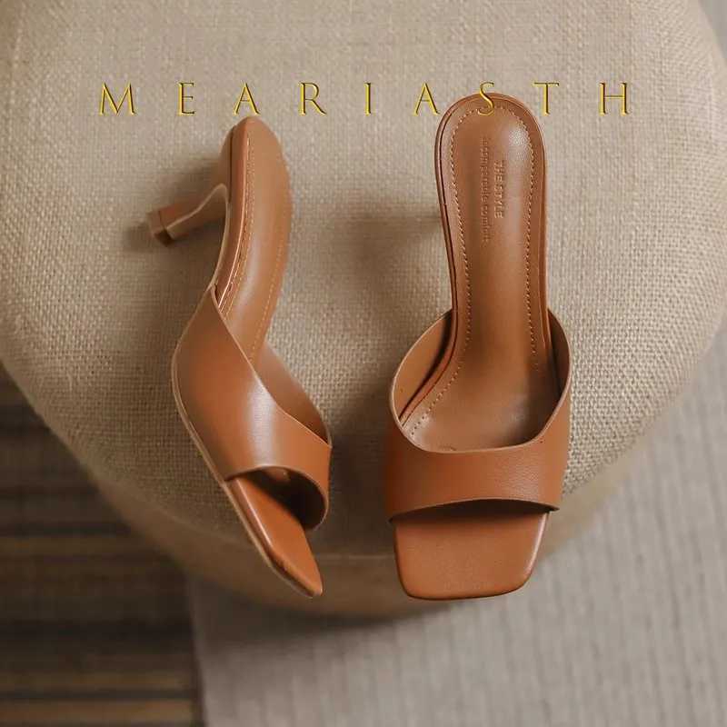 2025 new Summer Square Head open toe High Heel Womens Slippers pu Leather Prom Shoes Series Fine Heel Sandals Ladies Slippers Z260330