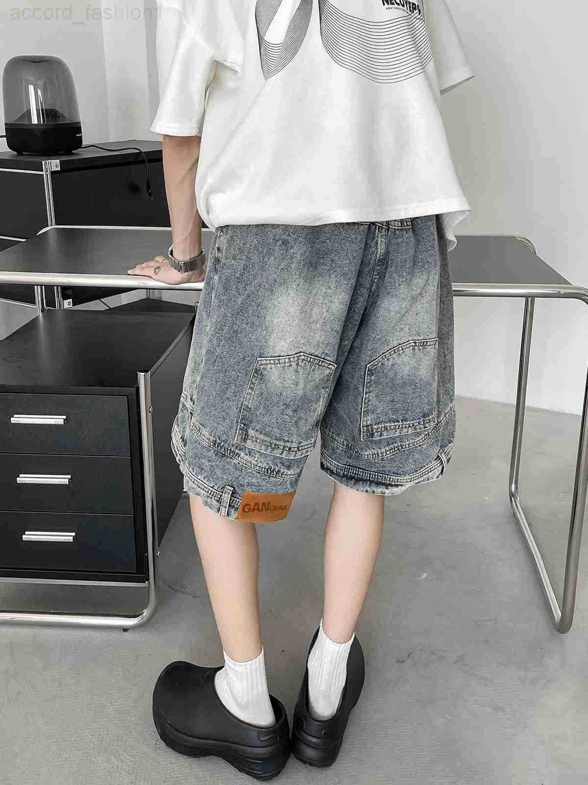 2025 Mens Summer Fashion Retro Solid Color Denim Shorts Men Loose Wide-leg Short Pants Male High Waist Casual Shorts D491 H260330