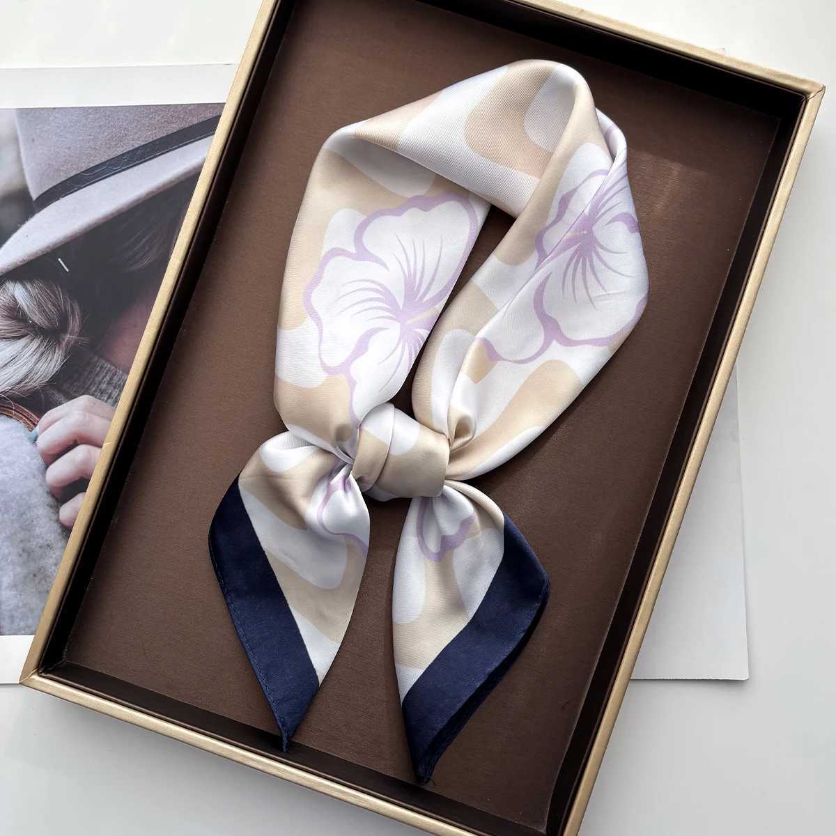 Fashion Floral Print Scarf Silk Imitation Scarf Wen Square Hairbands Foard Fem Bandana Neck Kerchief bands 2026 New X260328