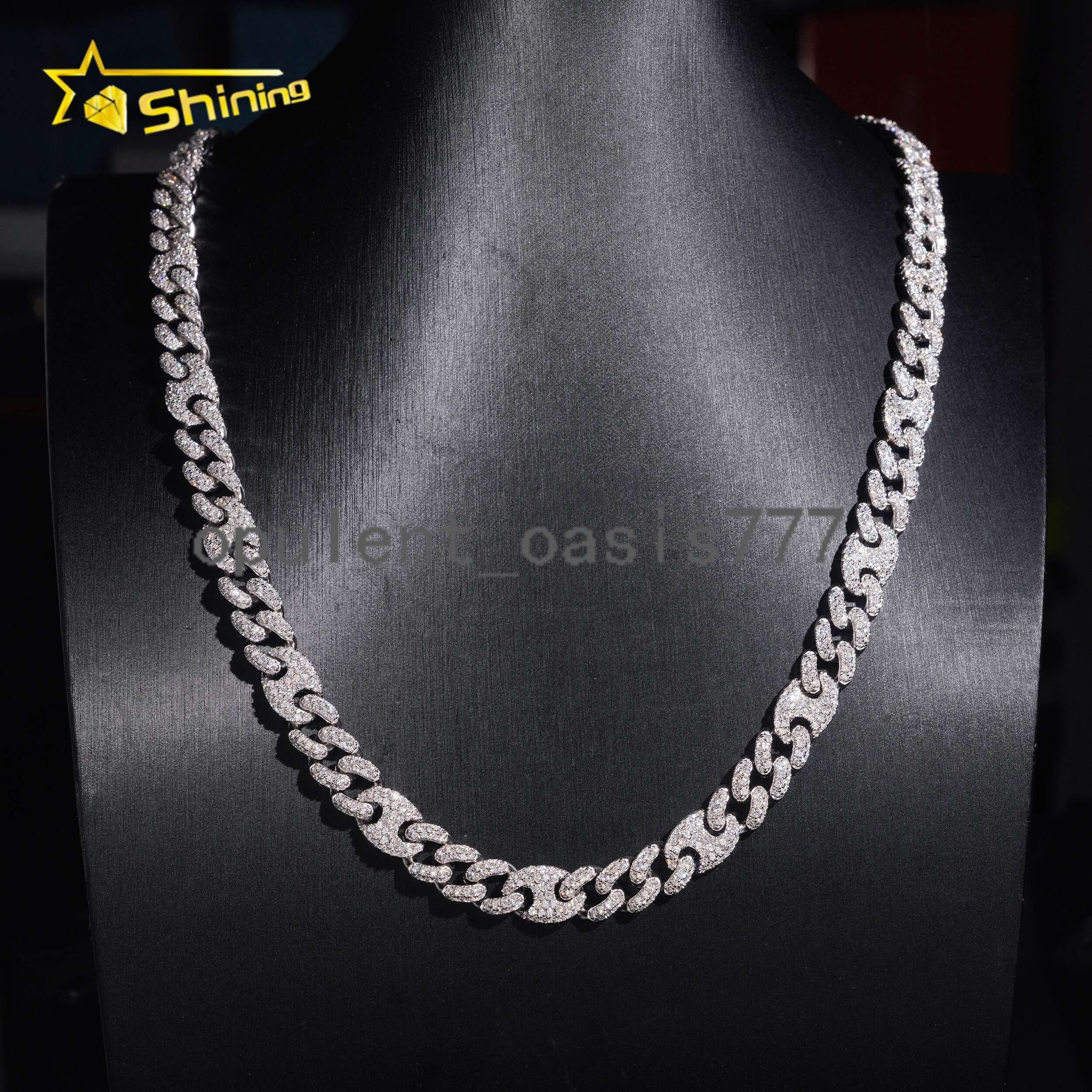 New Design Pig Nose 925 Sterling Silver Chain Hip Hop Jewelry Custom Iced Out Men VVS Moissanite Cuban Chain Link