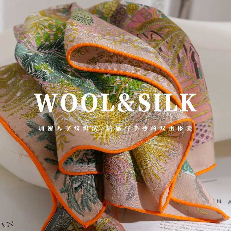 70 wool 30 Real Silk Scarf for Wen Shawls Wraps Foard high quality Scarves Pashmina Fem Hijab Bandana bufanda Poncho X260328