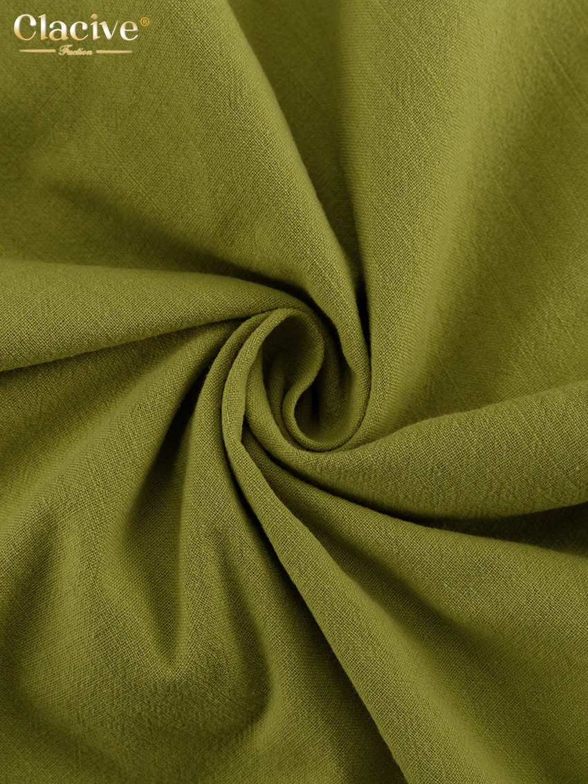 Clacive Sexy Slim Green Cotton 2 Piece Sets Women Outfit Summer Sleeveless Tank Top With Mid Waist Long Skirts Set Female 260326