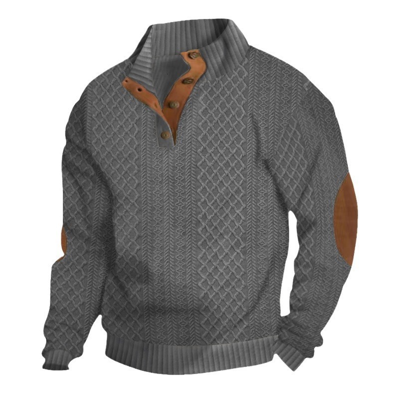 Casual Outdoor Men's Sweatshirts with Unique Jacquard Pattern & Stylish Stand Collars