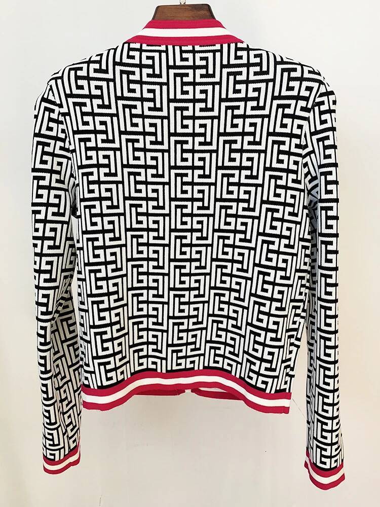 HIGH STREET Newest 2026 Fall Winter Fashion Designer Jacket Women's Lion Buttons Monogram Jacquard Knit Cardigan