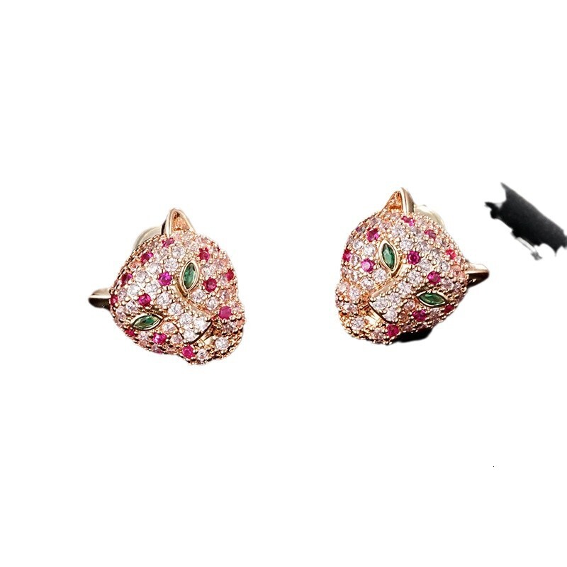 Designer Luxury New Style Fashionable Light Luxury Style Ear Studs Leopard Head Versatile Elegant Ear Accessories Trendy Niche High-end Feeling Earrin