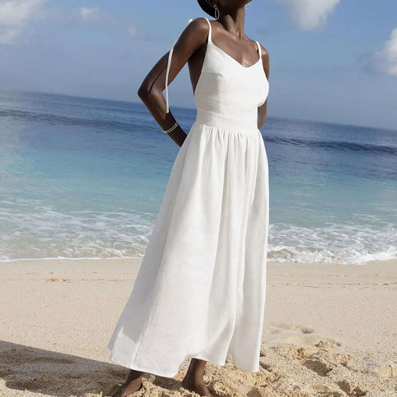 2026 Spring New Collection: Cross-Border European American Foreign Trade Women's Clothing - Elegant and Sexy Solid Color Forest Style High-Waiste