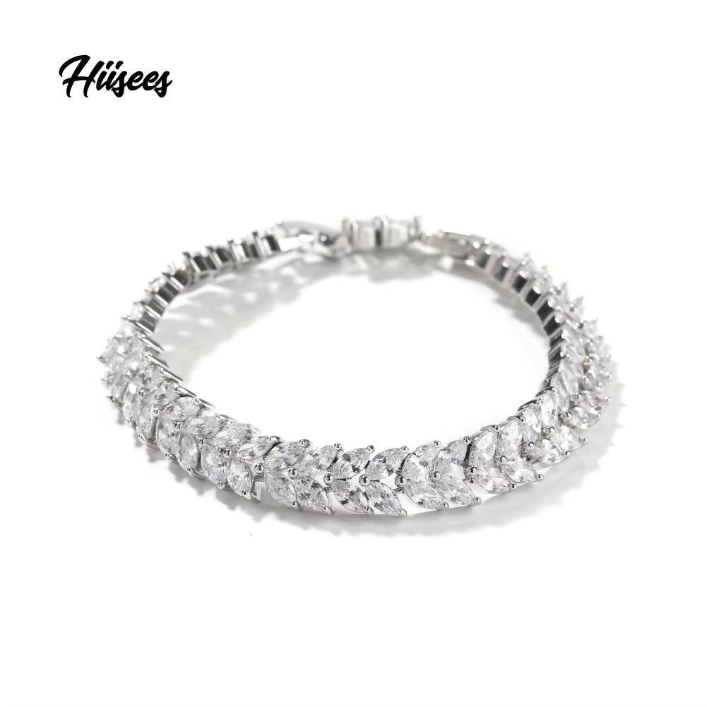 High Quality Hot Selling CZ Mirco Pave Wheat Charm Tennis Chain Women Bracelet Jewelry