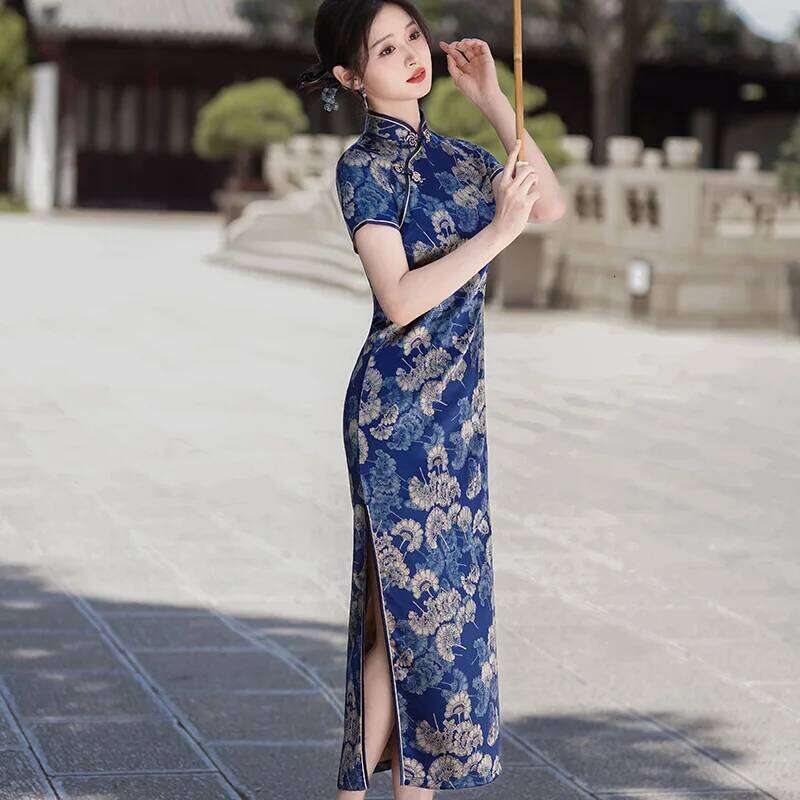 Cheongsam Dresses 5Xl 4Xl Chinese Summer Hot Innovative Long Elegant Modern Femme Clothes Women Big Plus Size Floral Style Qipao MAKOUFEI