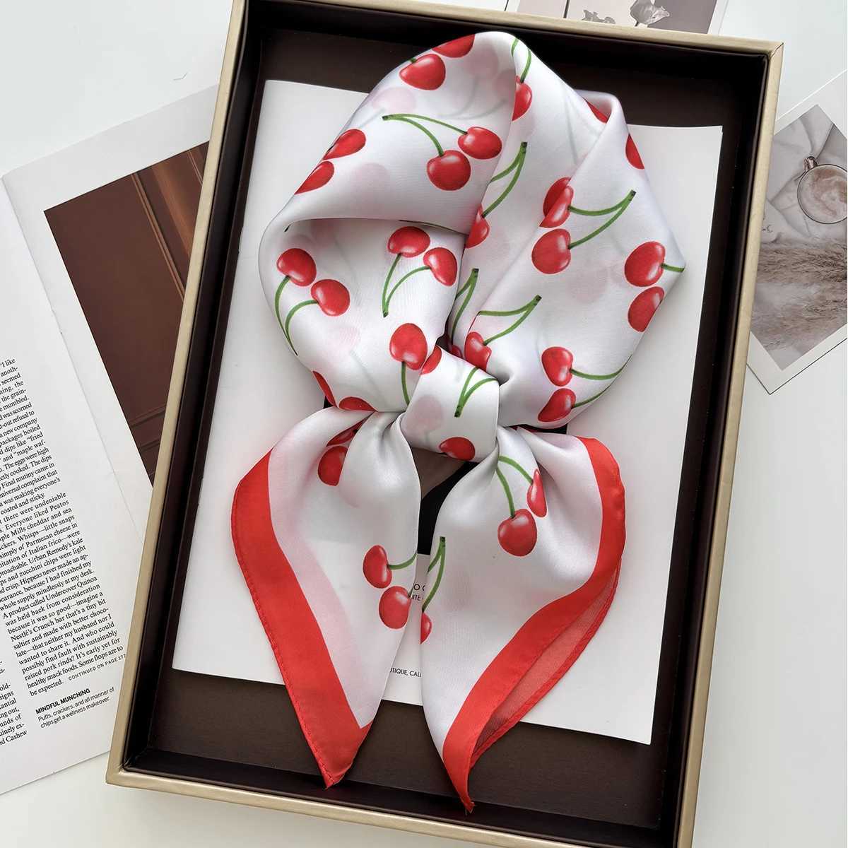 1pcs Summer Bright Color Oil Painting Lemon Print Small Square Wen Satin Neck Tie Scarfs Soft Neat Ladies Neckerchiefs X260328