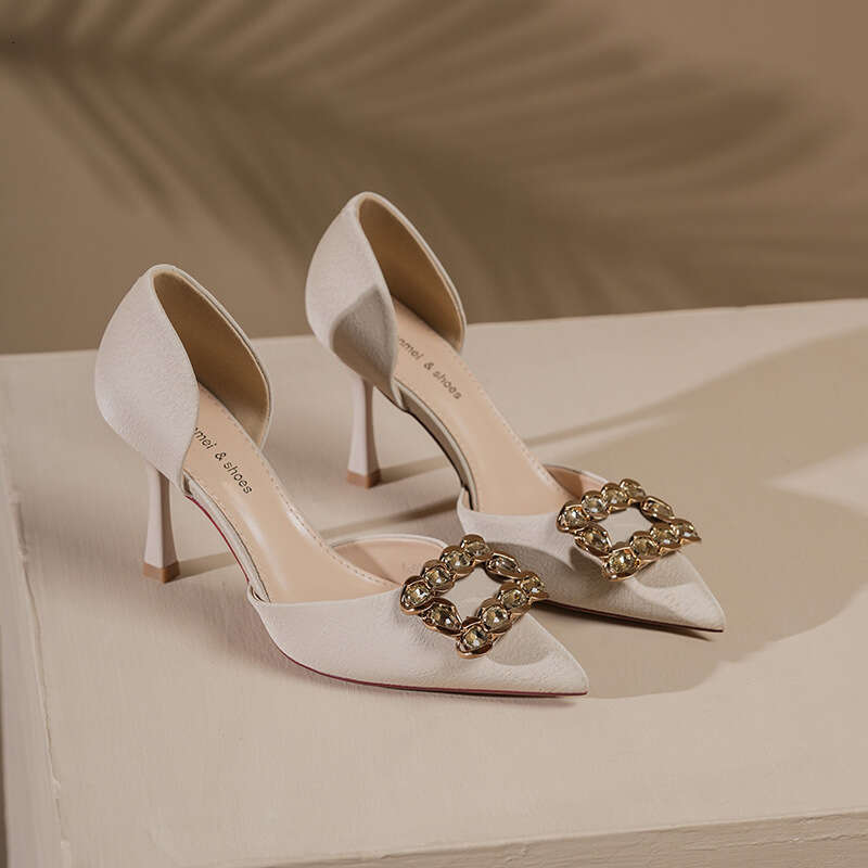 French Spring New Square Buckle Rhinestone Professional OL European And American Style Elegant Socialite Hollow Stiletto Women S Single Shoes