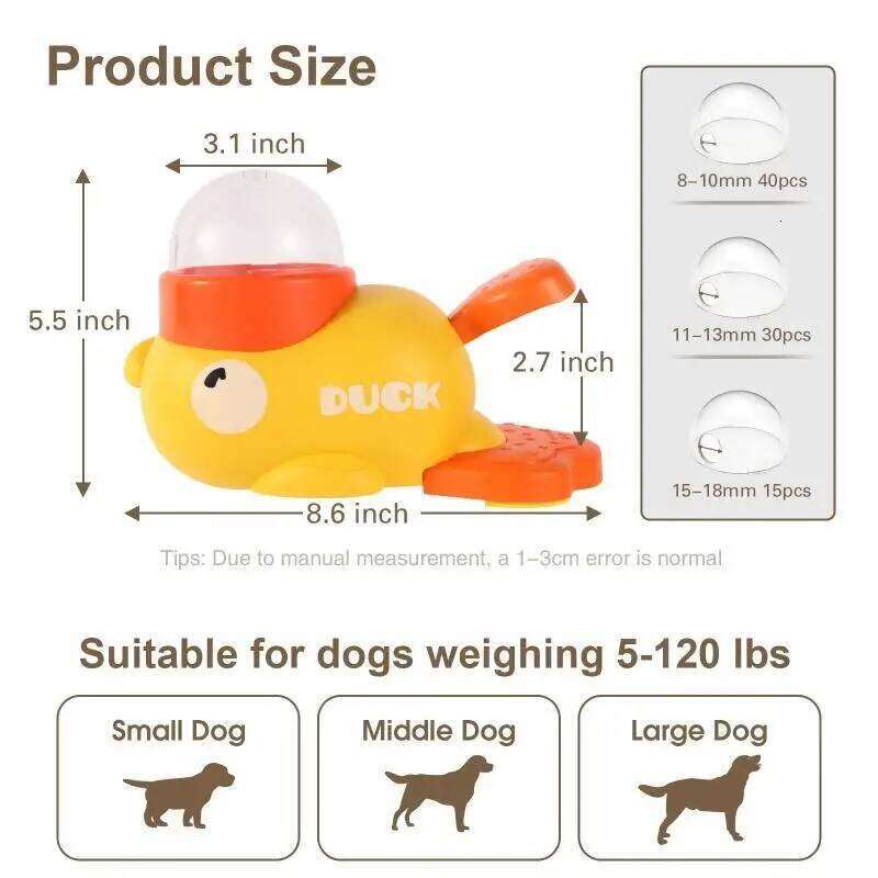 Automatic Puzzle Interactive Toys Food Treat Dispenser Cartoon Duck Design Anti-slip Pet Feeder for Dog Training