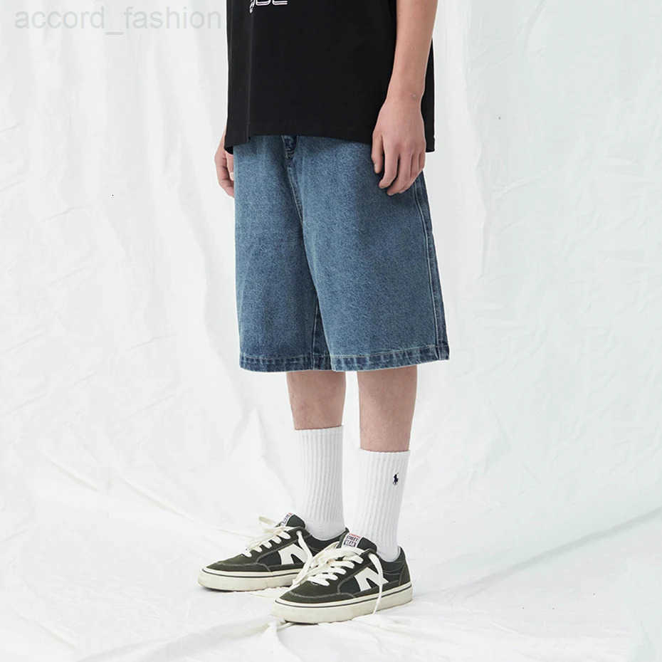 Denim Shorts Mens Summer Casual Loose Blue Jeans Shorts Baggy Harajuku Streetwear Hip Hop Short Pants H260330