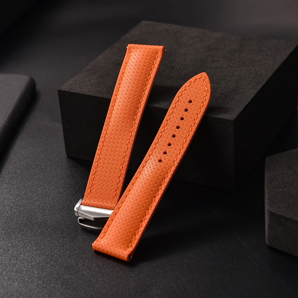 JUELONG Original Soft FKM Rubber Watch Strap 20mm 22mm Tropical Texture Perfect Fit Flat End Universal Quick Release Watch Strap 260324