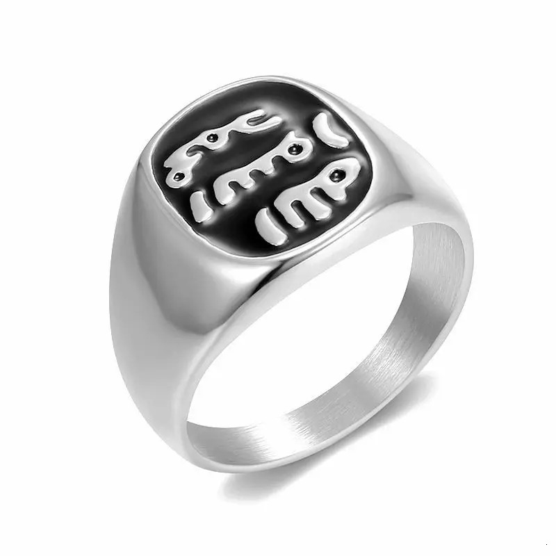 Stainless Steel Ancient Secret Language Letter Hip Hop Rings for Men Women Couple Friends Gift Fashion Jewelry 260324
