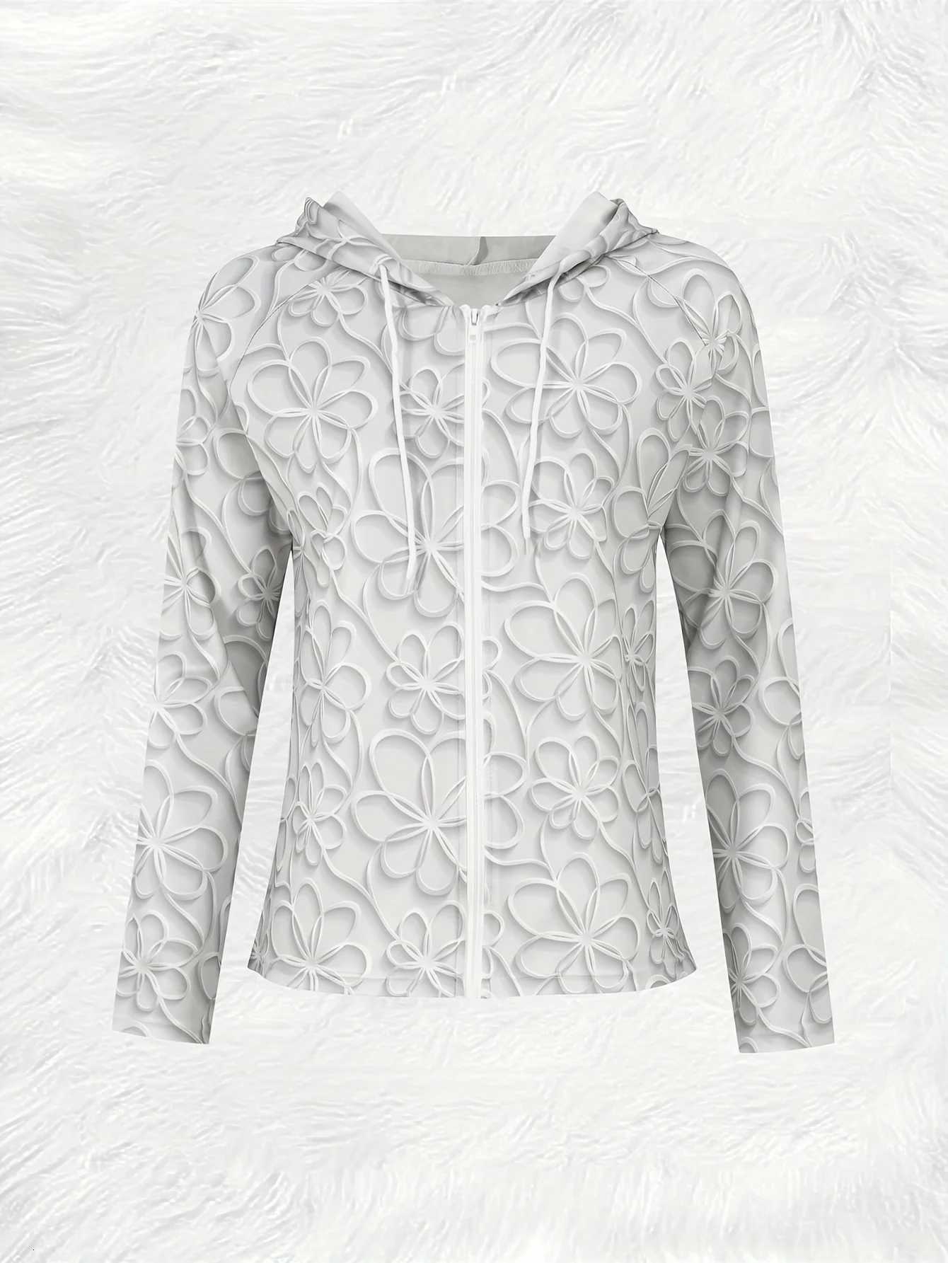 Spring and Autumn casual style Floral Pattern Print Design White womens casual jacketT260328